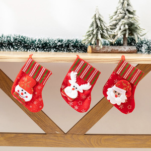 Large <b>Christmas</b> <b>Stocking</b> <b>Velvet</b> Fabric Gift Sock Santa Tree Snowman Hanging Holiday Decoration - Product Image 3