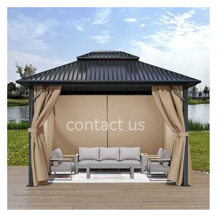 Curtain Only Custom Durable Waterproof 10x12 Outdoor Space Privacy Curtains for Gazebo Pavilion