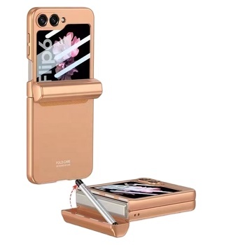 For Samsung Galaxy Z FLIP 3 4 5 6 Case, Electroplating Hinged Folding Protective Case Mobile Phone Case with S Pen