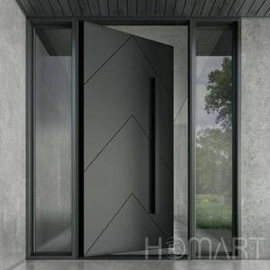 Grande porte de sécurité pivotante à double entrée en aluminium moderne fabriquée en Chine pour les entrées de maison Porte d'entrée blindée extérieure - Product Image 1