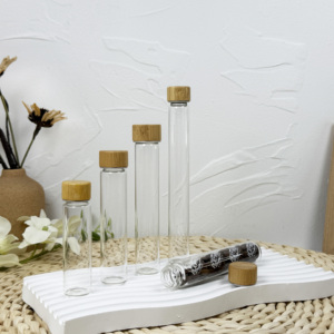25 petits tubes à essai liquides étanches de 40ml en verre transparent de 115mm avec bouchons à vis avec bouchons en bambou - Product Image 1