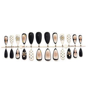 热销可穿戴指甲 3D 可拆卸花卉设计时尚美甲套装 24 件全罩式按压式指甲批发 - Product Image 5