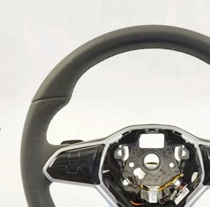 Volant <span class=keywords><strong>sport</strong></span> à 3 branches en cuir/aluminium/fibre de carbone pour VW Transporter T-roc Beetle Polo 6r Scirocco Jetta Tiguan T6 - Product Image 5