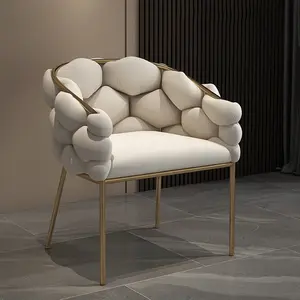 Factory Customized nordic luxury velvet gold stainless steel leg single sofa bubble chair leisure makeup dining chairs