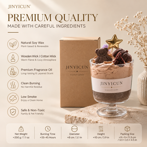 600g Dessertbeker Geurkaars met Teddybeer Mocha & Zeezout Chocolade Design, Zoete Huisdecoratie Cadeau, Aangepaste OEM Beschikbaar - Product Image 3