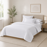 Ensemble de literie d'hôtel sur mesure pour usage commercial, 100% coton, blanc, comprenant housse de couette, drap et taie d'oreiller, fabricant OEM