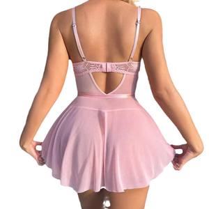 女性のセクシーな下着ピンクメッシュレーススプライシングストラップランジェリー夏用<span class=keywords><strong>2026</strong></span>新品 - Product Image 3