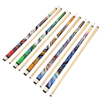Queue de billard en bois d'érable, 1/2 pièce, joint central, 57 pouces de longueur, pointe de 13 mm, 18-21 oz, design coloré, prix de gros, en promotion
