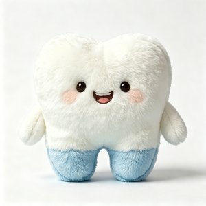 Lindo peluche de diente blanco y azul con brazos, peluche de diente para niños - Product Image 2