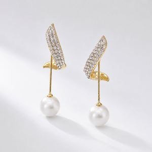 Boucles d'oreilles longues à pampilles en cristal style coréen pour femme, avec perles et cristaux en forme de goutte d'eau - Product Image 3