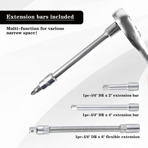 Set Premium Luckitec di Chiavi a Bussola con Cricchetto da 1/4 di Pollice, 46 Pezzi con Punte e Barra di Prolunga Metrica per Riparazione Auto - Product Image 5