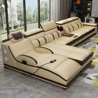 Ensemble de canapé inclinable électrique modulaire en cuir en forme de L à trois places, moderne et extensible, pour salon et appartement
