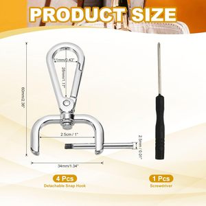 YELARXI Mousquetons pivotants, mousquetons à ressort détachables avec vis, anneaux en D, crochets à griffes avec tournevis, adaptés pour cordons, sacs et articles en cuir - Product Image 2