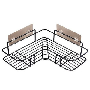 벽걸이 코너 선반 메탈 수납 랙, 거실 욕실용 무타공 흡착식 정리대 - Product Image 6