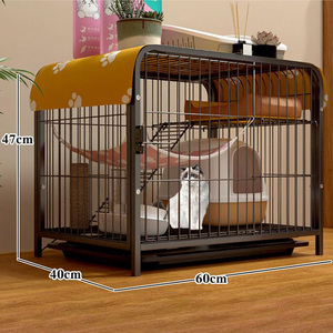 Luxe duurzame ijzeren solide grote meerlaagse katten- en hondenkooi met kunststof lade en bak, zwart, op maat gemaakt voor alle seizoenen - Product Image 3