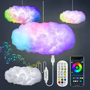 Fast Ship in stock ceiling air cotton balloon cloud with LED lights inflatable hanging cloud