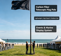 Mât de drapeau télescopique en fibre de carbone léger à grande portée pour événements et usage maritime