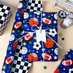 Baseball <b>Wrapping</b> <b>Paper</b> Roll 23.4 Square Feet Reversible Sports Design For Boys Birthday Gift Wrap Craft Use - Product Image 2