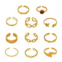 Ensemble de bagues empilables tendance en acier inoxydable plaqué or 18 carats, avec étoile, infini, chaîne et pierre, bagues fines multi-styles pour le quotidien