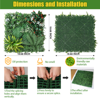 Panel Dinding Rumput Buatan 50x50cm, Tanaman Hias Boxwood Fern untuk Dekorasi Latar Belakang Hotel Indoor Outdoor Grosir