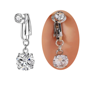 नकली बेली बटन रिंग जिरकॉन प्यारा नकली भेदी गहने गैर भेदी बॉडी गहने सेक्सी महिला पुरुष - Product Image 1