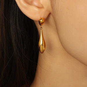Water Drop <b>Stud</b> Earrings 18K Gold Plated Zinc Alloy Party Fashion Jewelry EH857 - Product Image 4