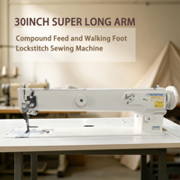 Machine à coudre à double aiguille, bras long de 30 pouces, alimentation par entraînement composé et pied entraîneur pour tentes, bâches et bâches de camion