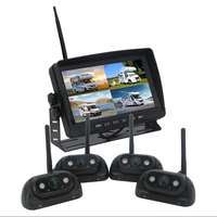 Système d'alarme BSD avec écran quadruple 4 canaux sans fil de 7 pouces, caméra de recul 2,4 GHz, kit de surveillance des angles morts pour camion, étanche