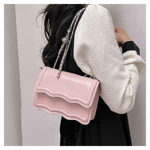 Bolso Bandolera Pequeño Cuadrado con Patrón Ondulado para Mujer, Bolsos Cruzados de Piel Sintética con Cadena, Bolso de Hombro Único para Mujer, Modelo CY135 - Product Image 5