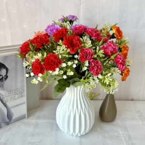 Bouquet Artificiale <span class=keywords><strong>di</strong></span> 10 Piccoli Garofani, Fiori Decorativi ad Alta Simulazione, Composizione in Confezione Regalo, Decorazione per Casa e Festività - Product Image 5