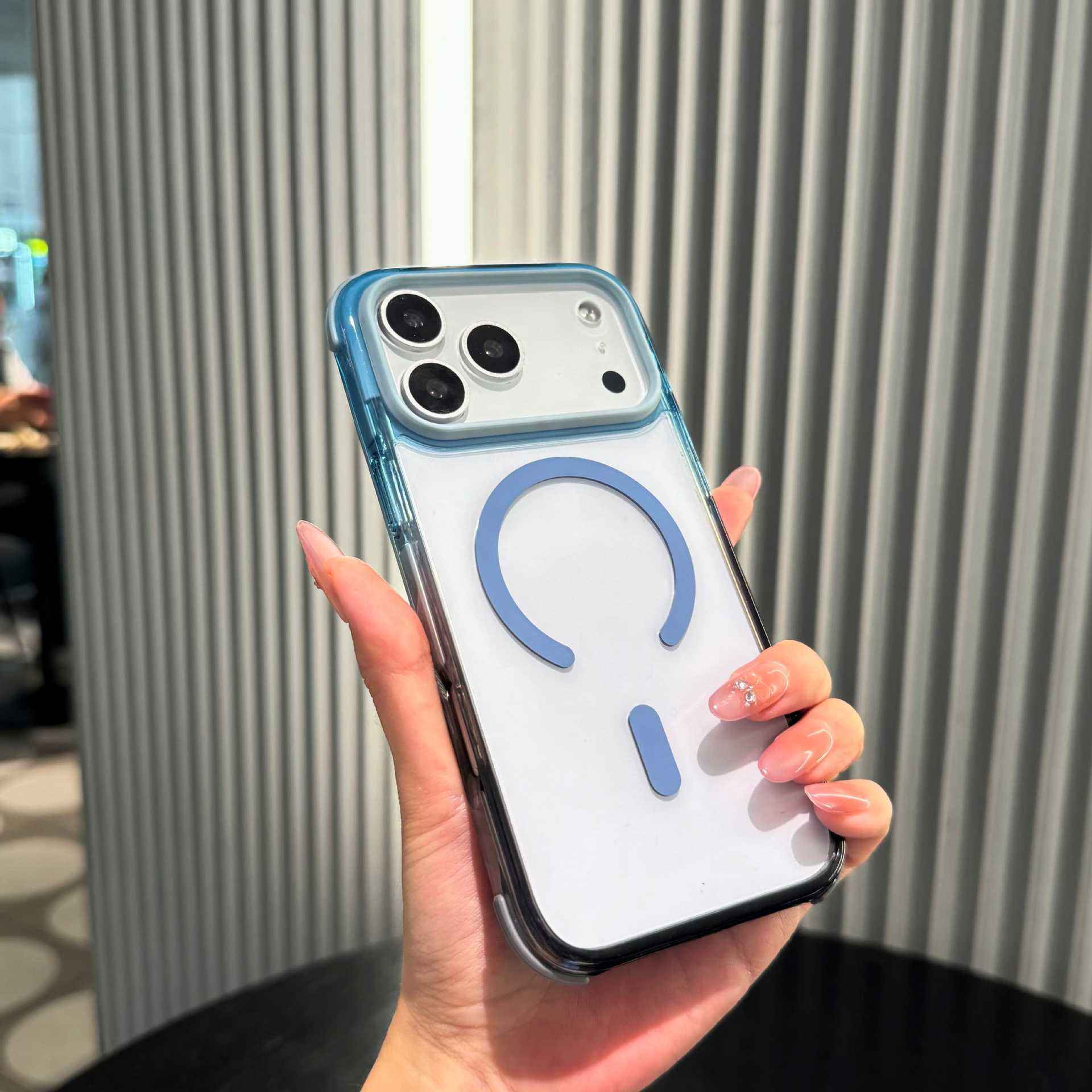 แรงดึงดูดแม่เหล็ก - ไล่เฉดสีเทา-น้ำเงิน