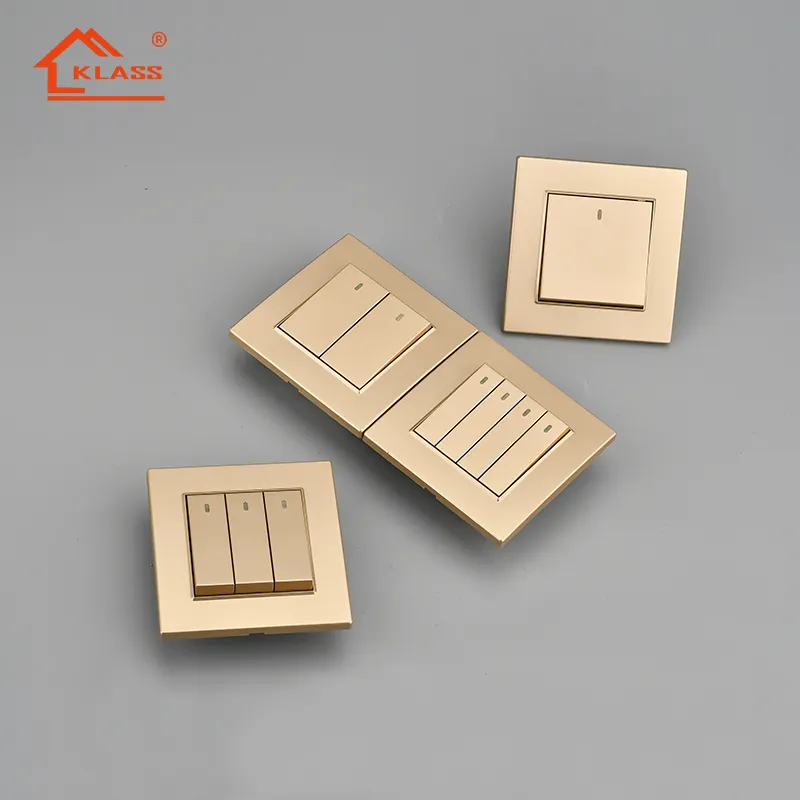 Factory Direct Sell Wholesale price Gold/White PC Electrical light Switches 2Gang 1Way Wall Switch power supply switch