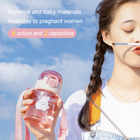 Bouteille d'eau en plastique transparent pour enfants, personnalisable avec logo, sans BPA, écologique, avec paille, résistante à l'eau bouillante, idéale pour la rentrée scolaire