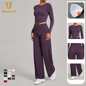 Giản Dị Rắn Thoáng Khí Yoga V-Hình Thẳng Chân Quần Nhanh Khô Thể Thao Yoga T Áo Sơ Mi Phụ Nữ Của Tập Thể Dục Hai Mảnh Bộ - Product Image 2