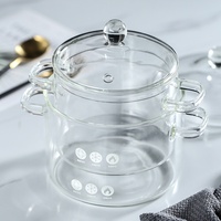 Logo personnalisé Grand bol en verre borosilicaté avec couvercle en verre 1300ml 1500ml 1900ml Marmite en verre transparent transparent