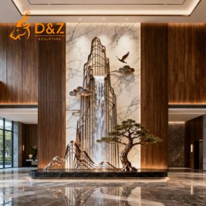 D & Z แบรนด์ที่กำหนดเองในร่มและกลางแจ้งที่ทันสมัยนามธรรมน้ำพุโลหะภูมิทัศน์น้ำตกสำหรับโรงแรมน้ำตกแต่ง - Product Image 5