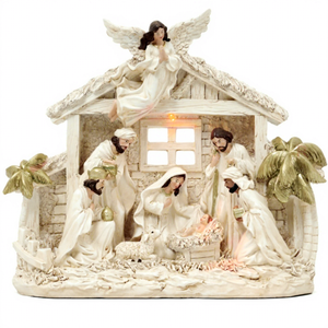 EAGLEGIFTS Artisanat en résine, créations originales, série religieuse <span class=keywords><strong>de</strong></span> <span class=keywords><strong>la</strong></span> Nativité, statue <span class=keywords><strong>de</strong></span> l'ange <span class=keywords><strong>de</strong></span> <span class=keywords><strong>la</strong></span> <span class=keywords><strong>crèche</strong></span>, <span class=keywords><strong>de</strong></span> <span class=keywords><strong>la</strong></span> Vierge Marie et du bébé Jésus, décoration d'intérieur - Product Image 1