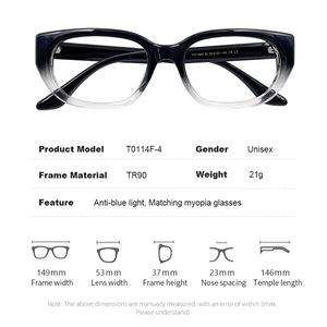 Montature alla moda Cat Eye per occhiali da uomo moda accademica High <span class=keywords><strong>End</strong></span> ottica Anti luce blu piccoli occhiali da vista da donna - Product Image 2