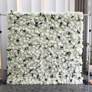 Panneau mural floral personnalisé <span class=keywords><strong>rose</strong></span> blanc <span class=keywords><strong>bleu</strong></span>, toile de fond 3D, tissu en rouleau, fleurs artificielles en soie <span class=keywords><strong>rose</strong></span> pour la décoration de mariage - Product Image 4