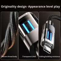 Kabel Data ponsel cerdas, lampu pintar lintas batas 100W Strip lampu ganda, pengisian cepat, kabel Data kepang untuk Huawei Apple Android, tembaga tahan lama