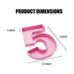 Caja con Forma de Número Rellenable para Cumpleaños de Niña, Color Rosa, para Rellenar con Frutas Dulces, Chocolate y Charcutería - Product Image 5