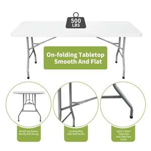 Thái Lan Nhà Máy Bán Buôn Nhiệm Vụ Nặng Nề Rắn HDPE Bàn 6 Ft Chỉ Kim Loại Chân Gấp Nhựa 6ft Có Thể Gập Lại Bảng Cho Các Sự Kiện - Product Image 6