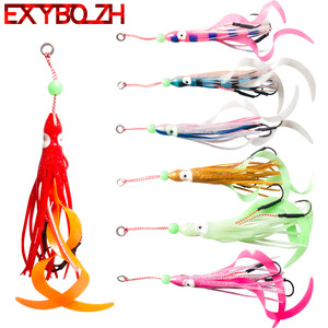 Leurre de pêche au calamar YJQ54 9cm 5.15g, leurre de fond pour la pêche au bar avec hameçon BKK et tentacules longs - Product Image 3