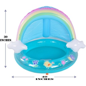 PVC <b>Inflatable</b> Rainbow Spray <b>Pool</b> Float with Canopy 40*30 Inch <b>for</b> Kids Summer Playing with Friends Outdoor Backyard Lawn - Product Image 2