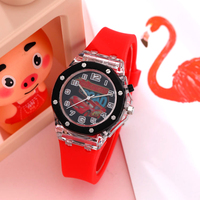 Jam Tangan Kuarsa Pelajar Kartun, Jam Tangan Silikon Anak Perempuan Imut dengan Lampu Kilat