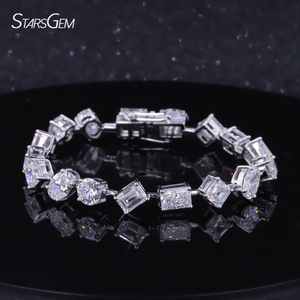 กำไลข้อมือเพชรแล็บ 14k ทองคำขาวแท้ ทรงแฟนซีคัท - Product Image 1