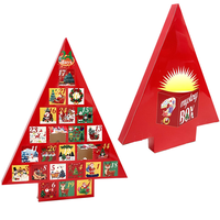 Boîte surprise personnalisée en forme de sapin de Noël rouge avec fenêtre perforée pour cadeau de Noël