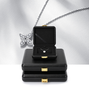 FANXI Jewelry Packaging <b>Boxes</b> <b>Black</b> PU Leather Microfiber Travel Jewelry Storage Box - Product Image 3