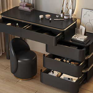 Table <span class=keywords><strong>de</strong></span> toilette intégrée multifonctionnelle <span class=keywords><strong>de</strong></span> luxe noire moderne pour chambre à coucher, en bois massif avec tiroirs, idéale pour hôtel et salle <span class=keywords><strong>de</strong></span> bain - Product Image 4