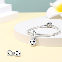 Perles en argent sterling 925 originales sur le thème du football, accessoires de mode pour bracelets et pendentifs DIY